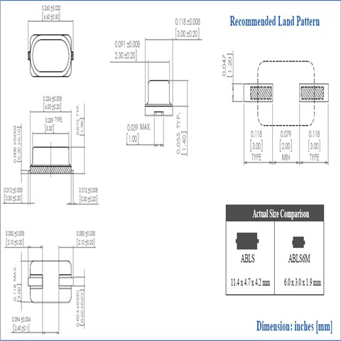 Abracon晶振,石英晶體諧振器,ABLS6M晶振