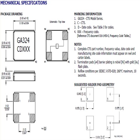 CTS晶振,貼片晶振,GA324晶振 CTS晶振,貼片晶振,GA324晶振
