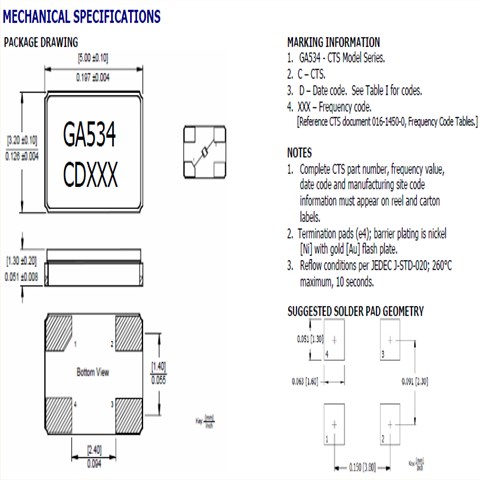 CTS晶振,貼片晶振,GA534晶振 CTS晶振,貼片晶振,GA534晶振
