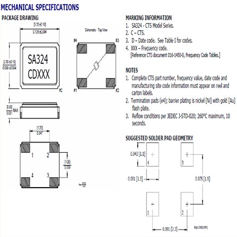 CTS晶振,貼片晶振,SA324晶振,無(wú)源晶振