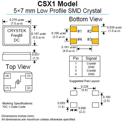 Crystek晶振,貼片晶振,CSX1晶振,石英晶振