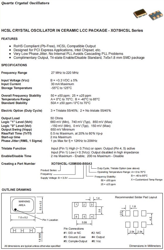 XO75HCSL-1 XO75HCSL-1