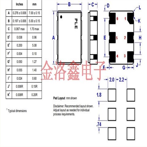 LV7745DEV-100.0M-T250,7050差分晶振,美國普銳特Pletronics晶振