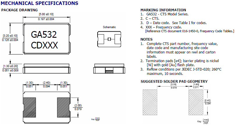 CTS晶振,貼片晶振,GA532晶振 CTS晶振,貼片晶振,GA532晶振