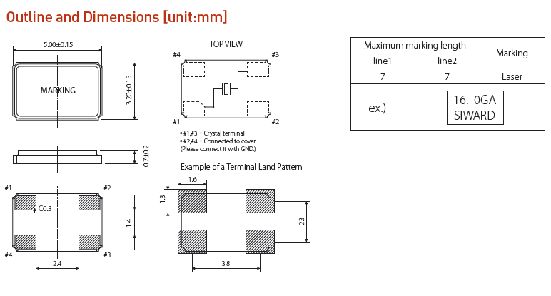 進(jìn)口金屬表面晶振,5032四腳石英晶體,CSX-5032晶振