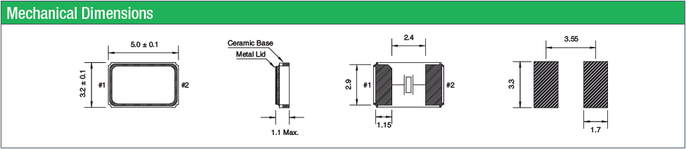 美國貼片無源晶振,2腳石英5032晶振,QC5B晶振