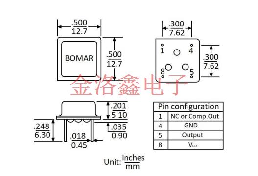 B19005-BDMHP-20.000000,Bomar石英插件晶振,B19005溫補差分晶振 B19005-BDMHP-20.000000,Bomar石英插件晶振,B19005溫補差分晶振