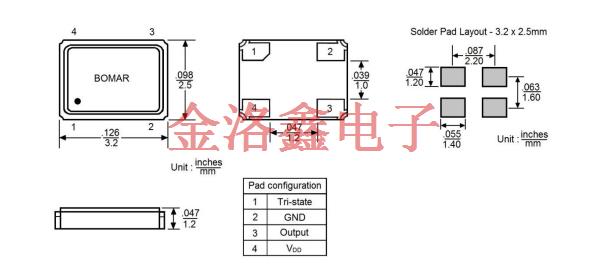 B1325-AABS3T-10.000000,Bomar歐美振蕩器,B1325有源貼片晶振 B1325-AABS3T-10.000000,Bomar歐美振蕩器,B1325有源貼片晶振